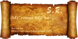 Sárossy Réka névjegykártya
